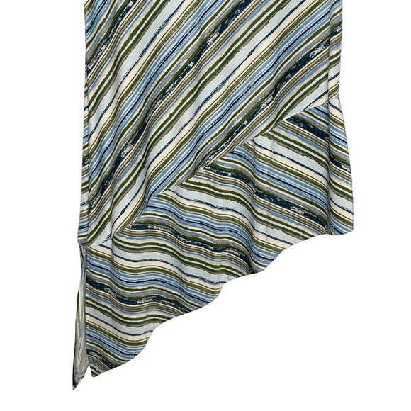 New Directions Striped Asymmetrical Top Petites Small Green Sleeveless Blouse - Picture 3 of 11